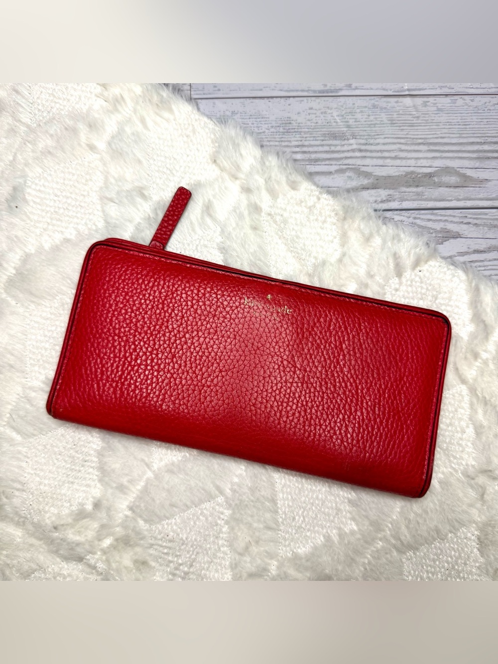 KATE SPADE New York Bright Red Pebbled Leather Wallet